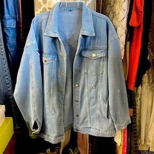 Lightly distressed boyfriend style denim jacket